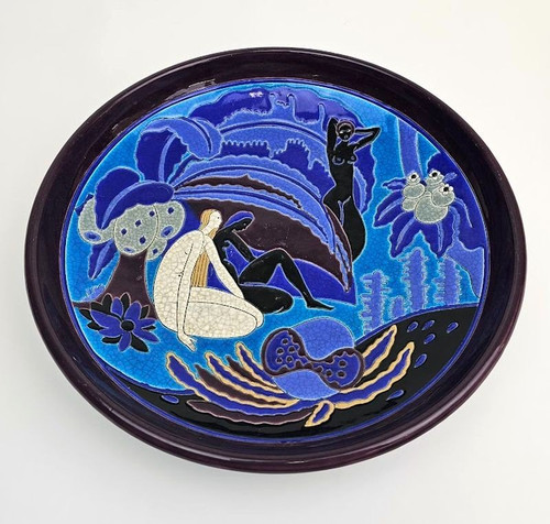 Longwy Art Deco Wall Cup "the Bathers"