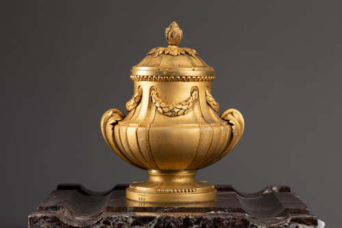 Inkwell, Gilt Bronze And Marble. Susse Frères Foundry, 19th Century