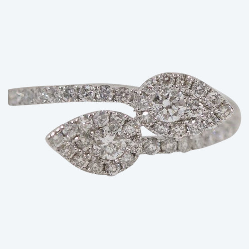 Toi et Moi Serpent Ring In White Gold And Diamonds