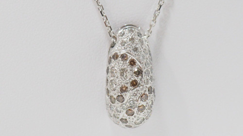 Collana in oro bianco con diamanti bianchi e diamanti cognac