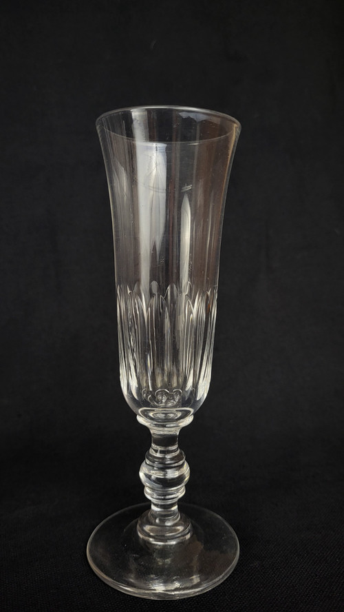 6 19th century crystal champagne flutes