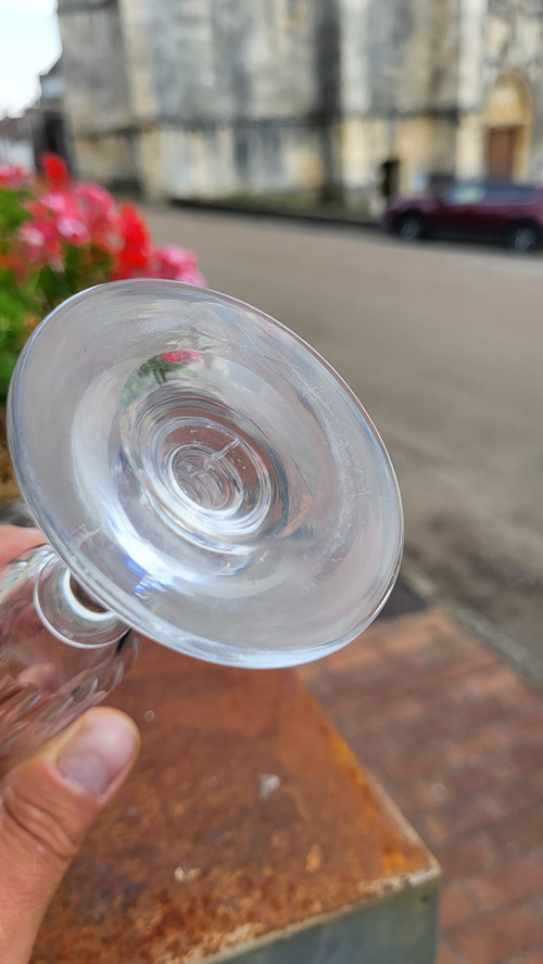 6 19th century crystal champagne flutes