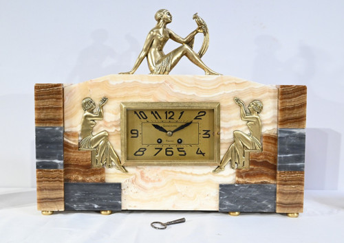 Kaminset aus Onyx und Bronze, gestempelt A. Gapaillard, Art Deco – 1920