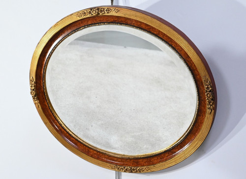 Oval Mirror in Golden Wood - Early 20th Century