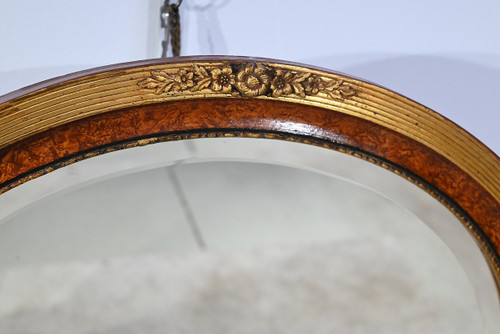 Oval Mirror in Golden Wood - Early 20th Century