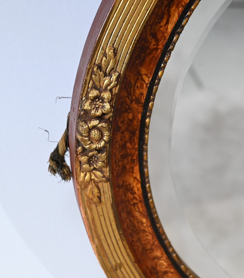 Oval Mirror in Golden Wood - Early 20th Century