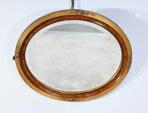 Oval Mirror in Golden Wood - Early 20th Century