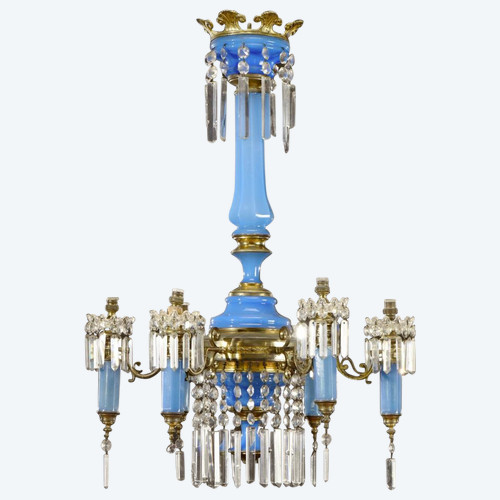 Napoleon III Blue Opaline Chandelier