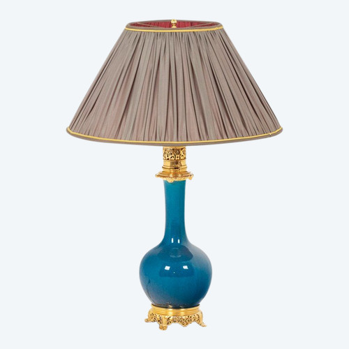 Lampada in porcellana di Parigi e bronzo dorato, circa 1880