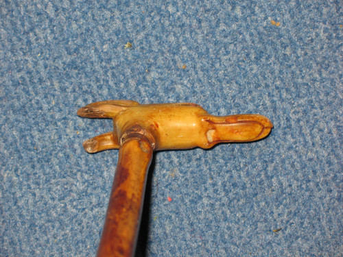 Cane with knob in the shape of a greyhound dog's head, late 19th century