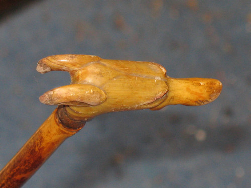 Cane with knob in the shape of a greyhound dog's head, late 19th century