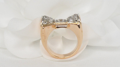 Tank Ring In Rose Gold And Platinum Set With Diamonds