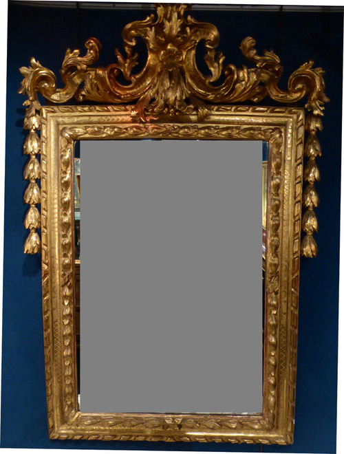 Mirror And Golden Wood Console