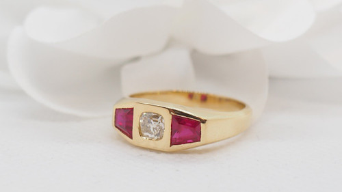 Ring In Yellow Gold, Diamond And Ruby