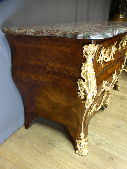 Commode Tomb Louis XV Marquetry XVIII