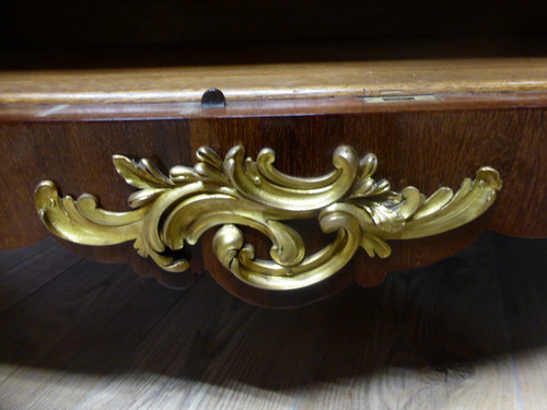 Marquetry sideboard stamped "Escalier de cristal Paris".