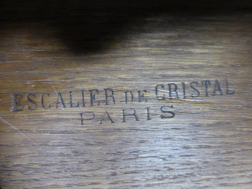 Marquetry sideboard stamped "Escalier de cristal Paris".