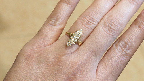 Yellow Gold And Diamond Marquise Ring