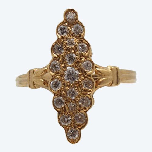 Yellow Gold And Diamond Marquise Ring