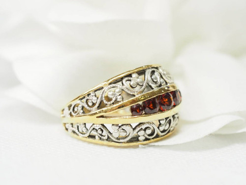 Ring From The 40s In Vermeil And Garnets