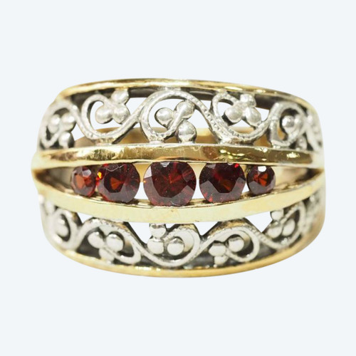 Ring From The 40s In Vermeil And Garnets