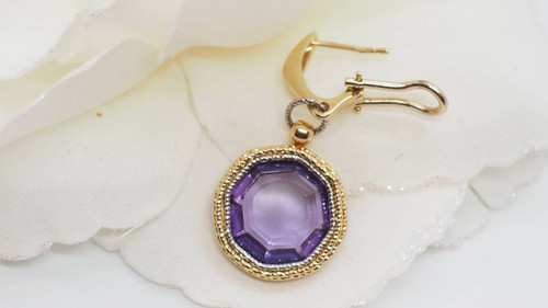 Two-Tone Gold And Amethyst Earrings