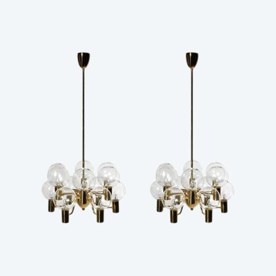 Pair Of Scandinavian Chandeliers By Hans Agne Jakobsson