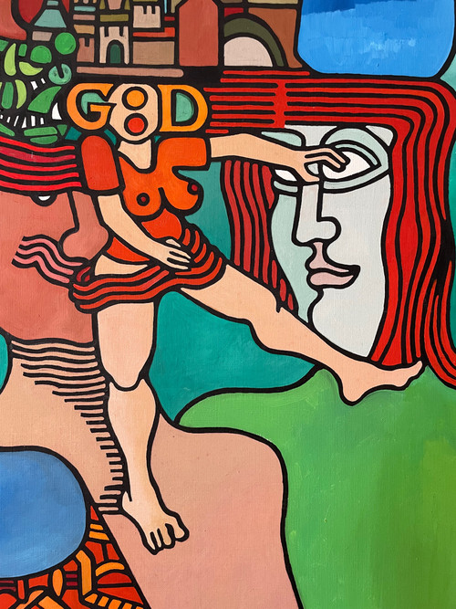 Zdenek Macku (1943-2006) – „Guter Gott“ Acryl auf Leinwand 110 x 110