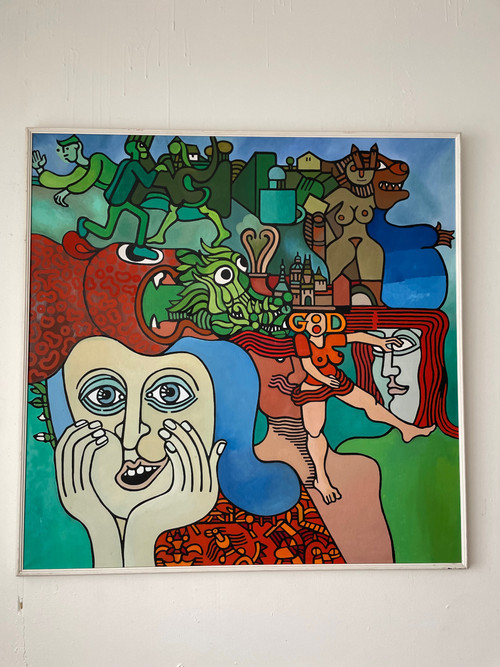 Zdenek Macku (1943-2006) – „Guter Gott“ Acryl auf Leinwand 110 x 110