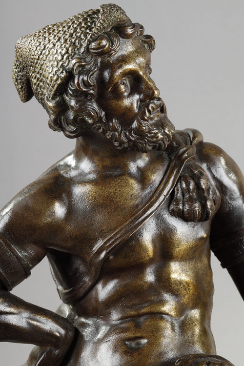 Paire de chenets en bronze, "Alexandre le Grand et Dogène", XIXe siècle