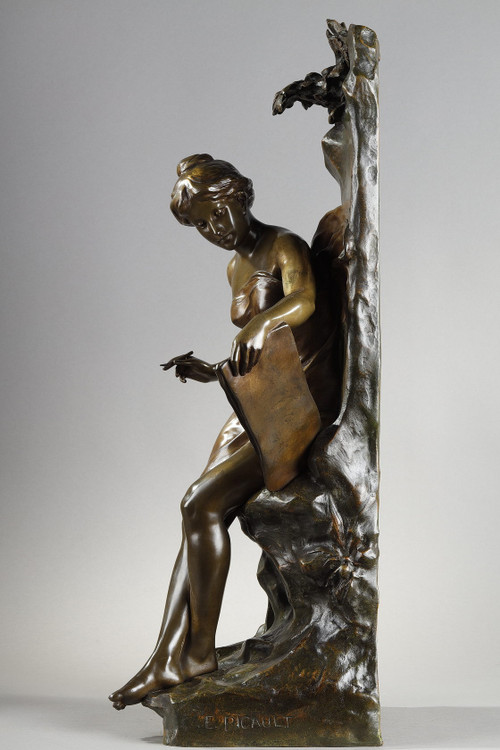 "Memoria" sculpture in patinated bronze, signed Emile Louis Picault, late 19th century