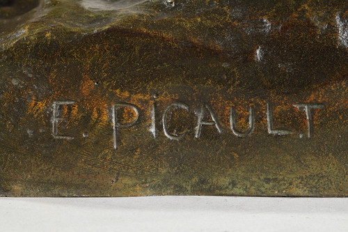 "Memoria" sculpture in patinated bronze, signed Emile Louis Picault, late 19th century