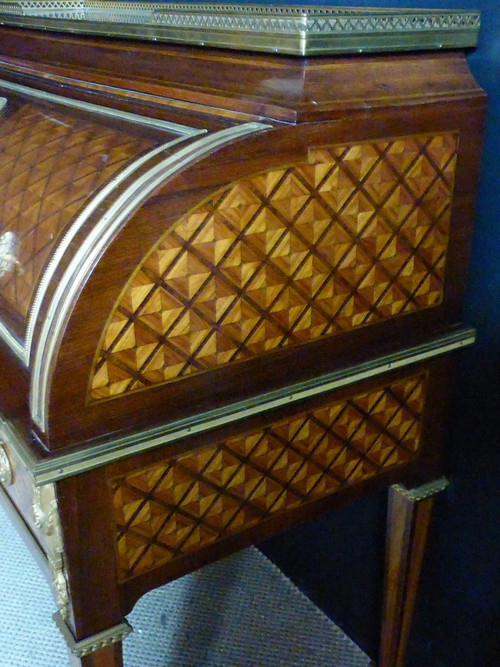 Louis XVI Style Cylinder Desk In Marquetry