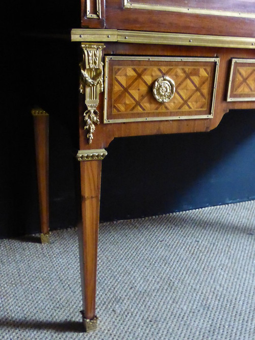 Louis XVI Style Cylinder Desk In Marquetry