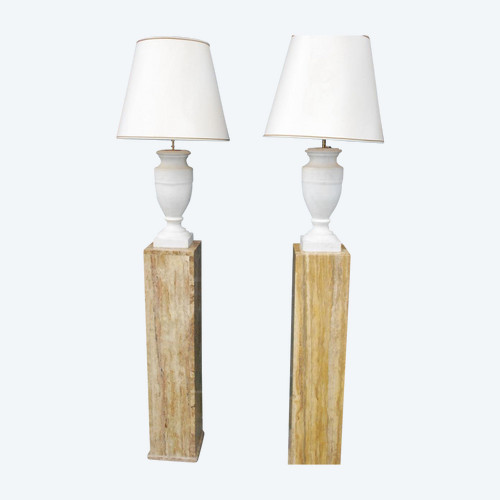 Pair Of Sheath In Beige Marble Circa 1950