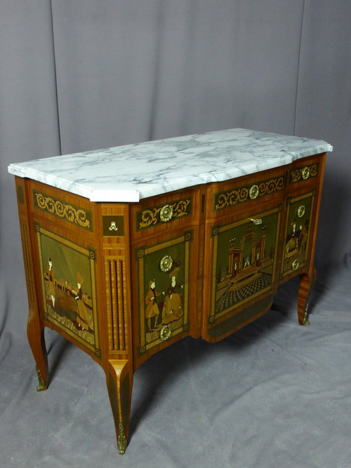 Commode Transition Louis XV Louis XVI stamped Maison Daïdé François 20th century