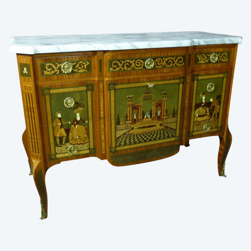 Commode Transition Louis XV Louis XVI stamped Maison Daïdé François 20th century