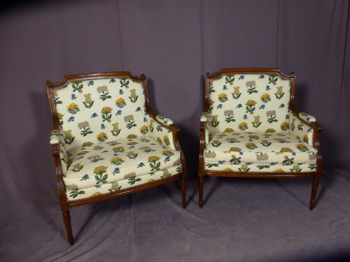 Pair of Marquise Armchairs Late 19th Century