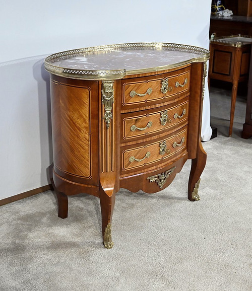 Commode Rognon en Bois Précieux, style Transition Louis XIV / Louis XV – Fin XIXe