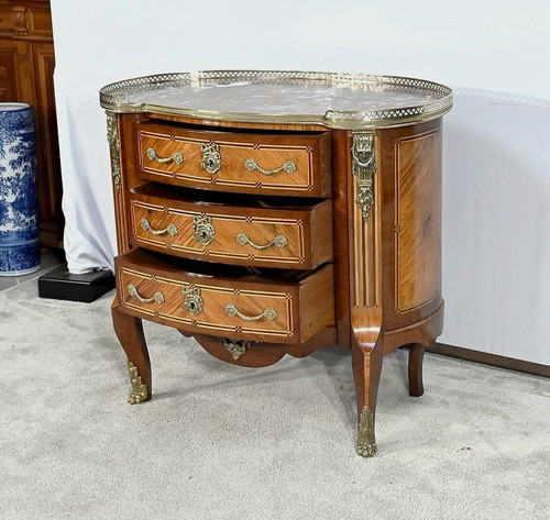 Commode Rognon en Bois Précieux, style Transition Louis XIV / Louis XV – Fin XIXe