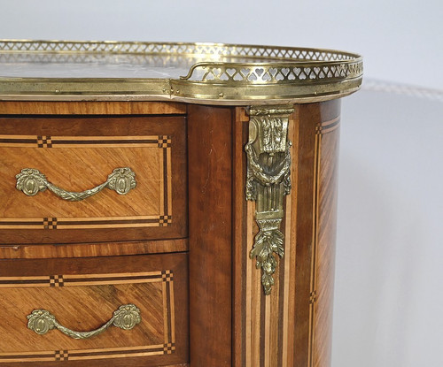 Commode Rognon en Bois Précieux, style Transition Louis XIV / Louis XV – Fin XIXe