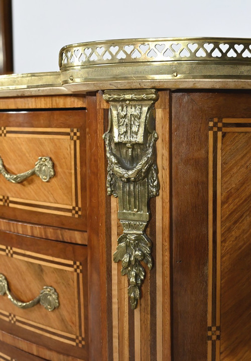 Commode Rognon en Bois Précieux, style Transition Louis XIV / Louis XV – Fin XIXe