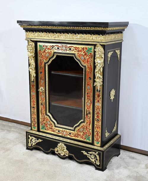 Petite Vitrine en Laiton et Poirier Noirci, époque Napoléon III – Milieu XIXe