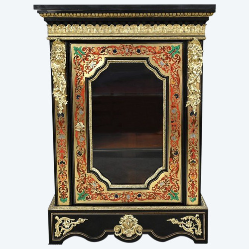 Petite Vitrine en Laiton et Poirier Noirci, époque Napoléon III – Milieu XIXe