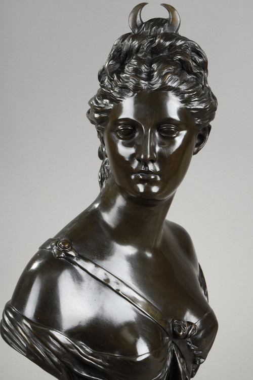 Bronzebüste, „Diana die Jägerin“ nach Houdon, 19. Jahrhundert