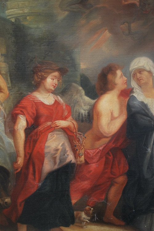 Huile Représentant La Fuite De Loth , D Après Le Tableau De Rubens