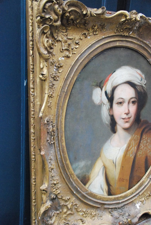 Portrait D Une Jeune Femme Au Turban  XIX d après Murillo