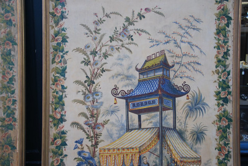 Pair Of Large Canvases Painted In Chinese Taste XIX