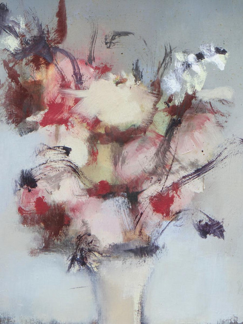 Pierre GIRRE, painting bouquet of flowers 1960/1970 "Légèreté".