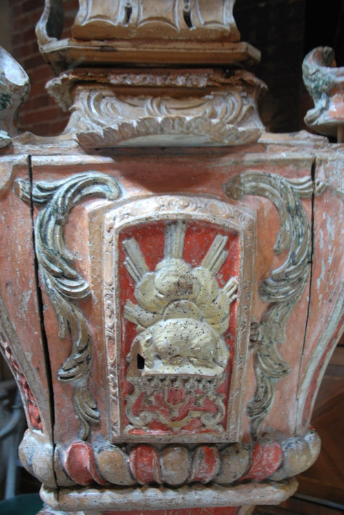 Important Tabernacle In Carved And Painted Wood Louis XIV Period From The 17th Century